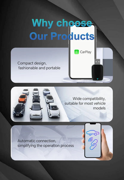 2025 2-in-1 Wireless CarPlay AI Box – Convert Wired CarPlay to Wireless with Android Auto, Plug and Play