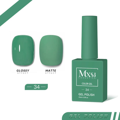 Mxsi 15ml Gel Nail Polish - Neon Brown, Royal Blue, Red, Green & Nude UV Gel Lacquer Colors for Nail Art