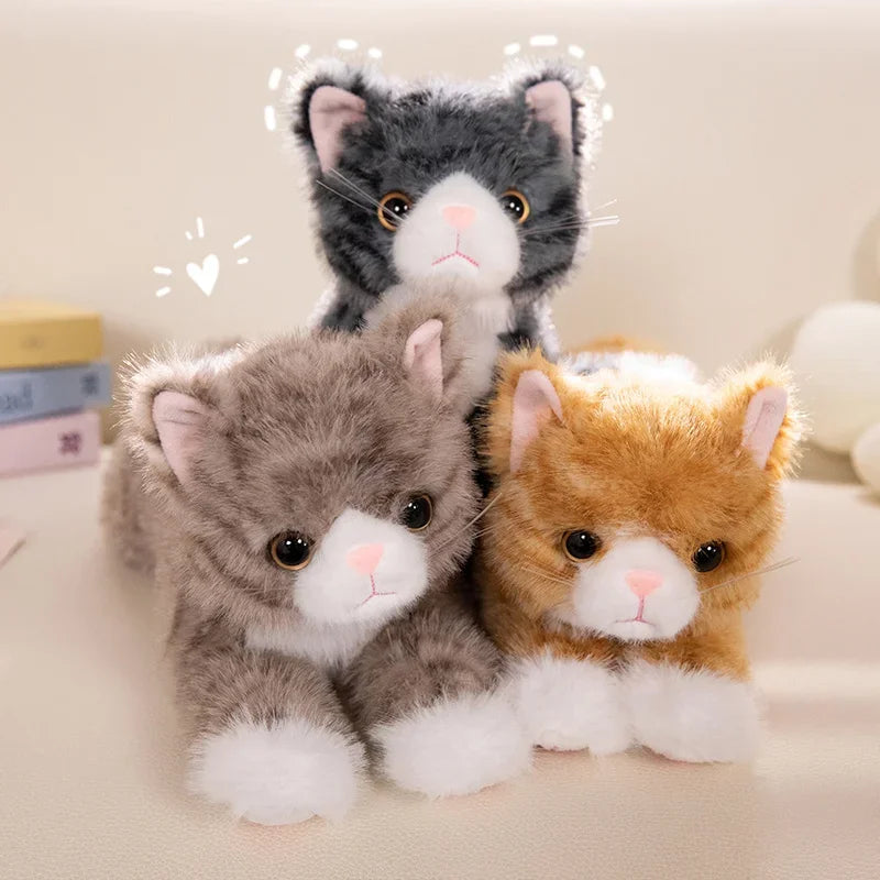Cute Realistic Cat Plush Toy - Soft Stuffed Kitten in 5 Colors for Kids, Girls, and Valentine's Day Gifts