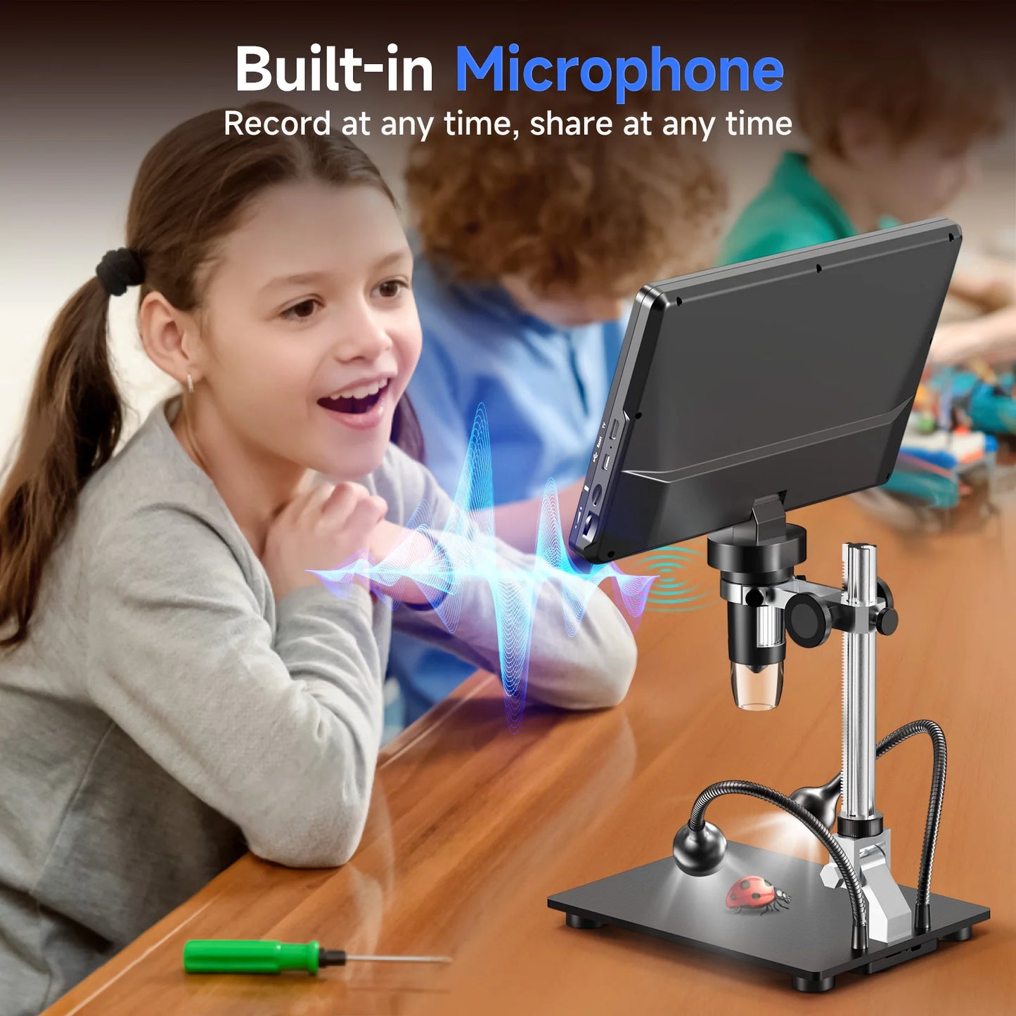 RIEVBCAU 10.1'' HDMI Digital Microscope – 2000X 20MP Coin & Soldering Microscope with 10 LEDs for PCB & Electronics Repair