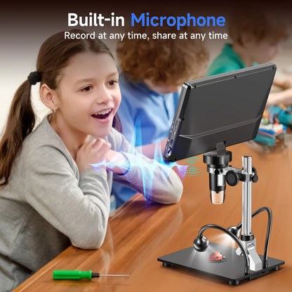 RIEVBCAU 10.1'' HDMI Digital Microscope – 2000X 20MP Coin & Soldering Microscope with 10 LEDs for PCB & Electronics Repair