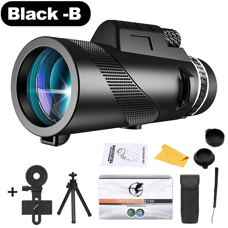 80x100 Portable HD Telescope - 5000M Zoom Folding Long Distance Telescope for Outdoor Travel Camping & Sports