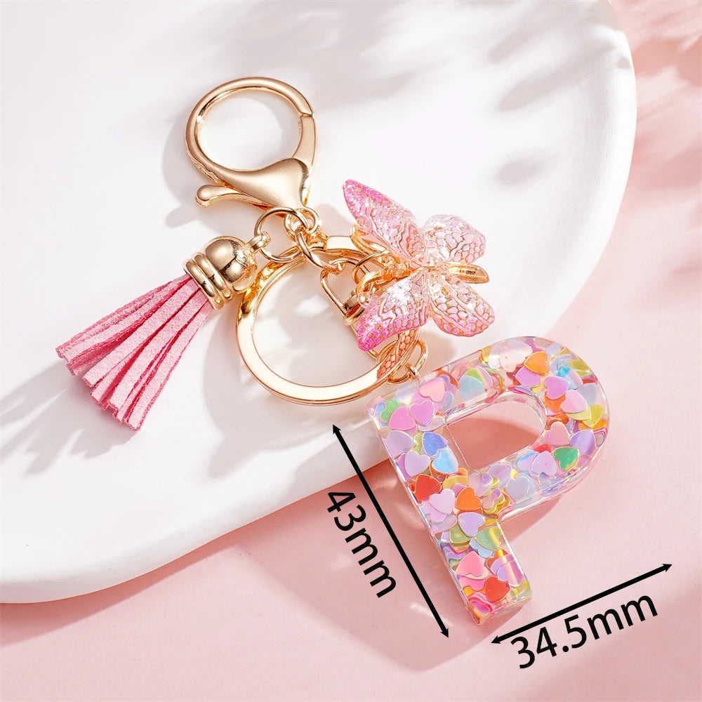 A-Z Letter Pendant Keychain - Tassel Key Ring Charm for Women & DIY Jewelry Making