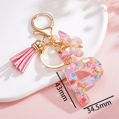 A-Z Letter Pendant Keychain - Tassel Key Ring Charm for Women & DIY Jewelry Making