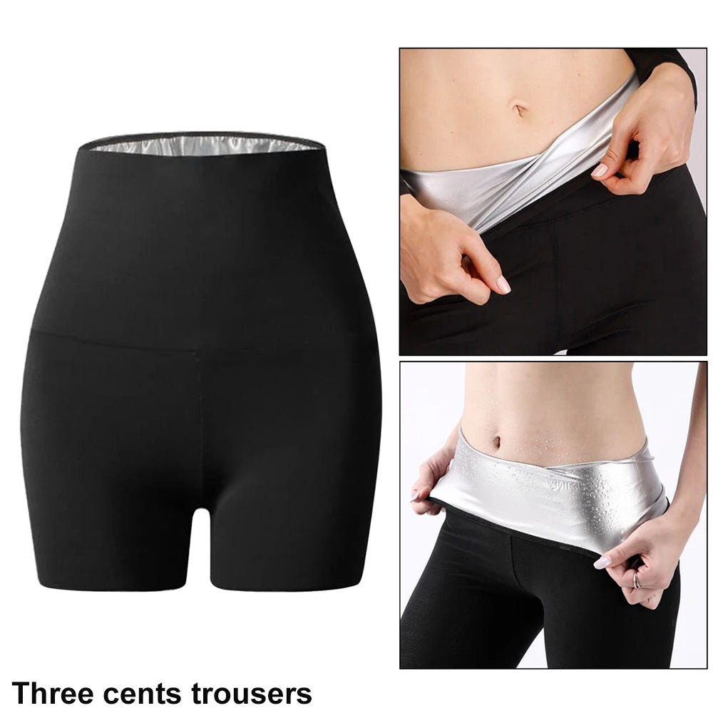 Women’s Sauna Sweat Suit Shorts – Waist Trainer Body Shaper with Pockets for Fitness, Gym & Weight Loss