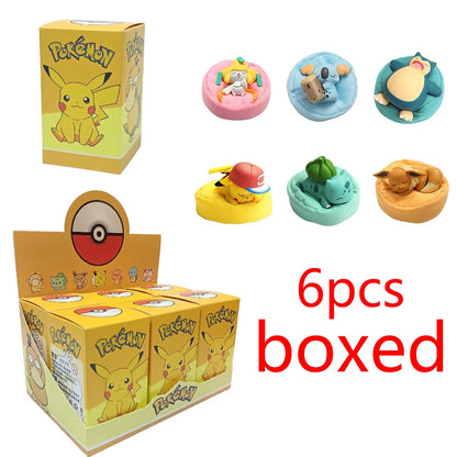 6Pcs Pokémon Sleep Pose Blind Box Figures – Pikachu Kawaii Desk & Car Ornament Anime Collectible Toy Set