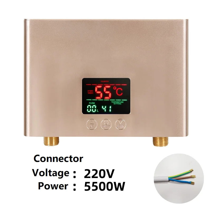 110V/220V Instant Water Heater 3000W/5500W | Wall-Mounted Electric Shower Heater for Bathroom & Kitchen Hot Water