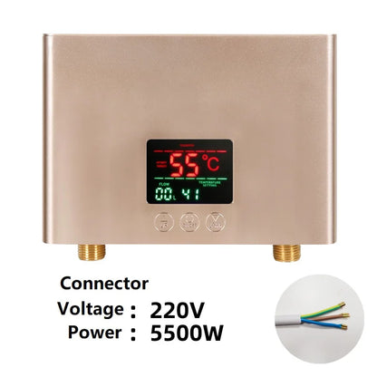 110V/220V Instant Water Heater 3000W/5500W | Wall-Mounted Electric Shower Heater for Bathroom & Kitchen Hot Water