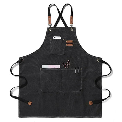 New Fashion Canvas Kitchen Apron – Unisex Chef Work Apron for Grill, Restaurant, Bar, Shop, Cafes, and Beauty Nail Studios