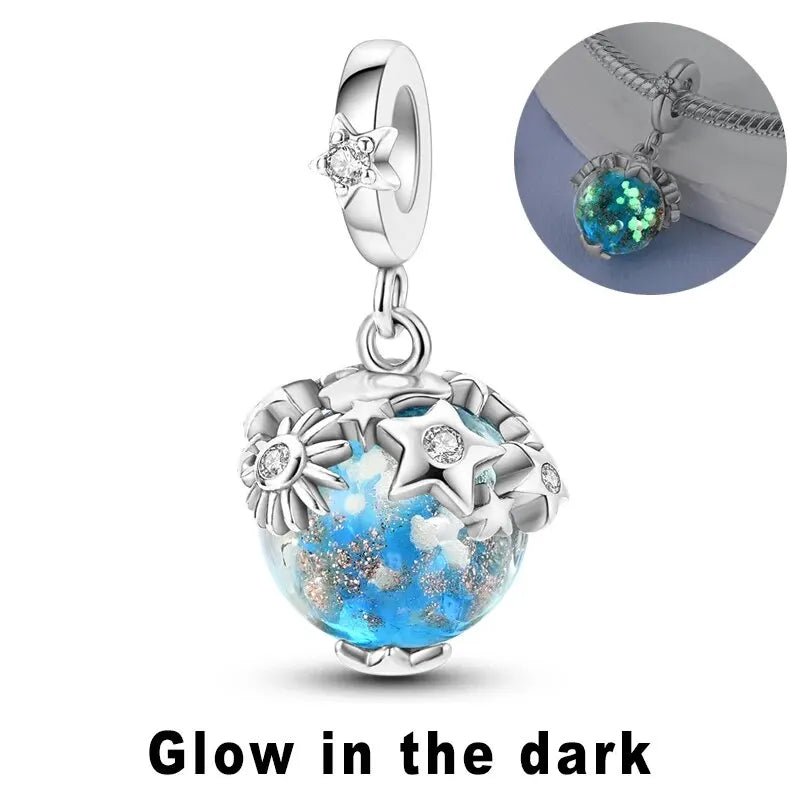 MULA Chameleon Silver-Plated Charm with Color-Changing Crystal Ball - DIY Snake Chain Bracelet Jewelry Gift for Women