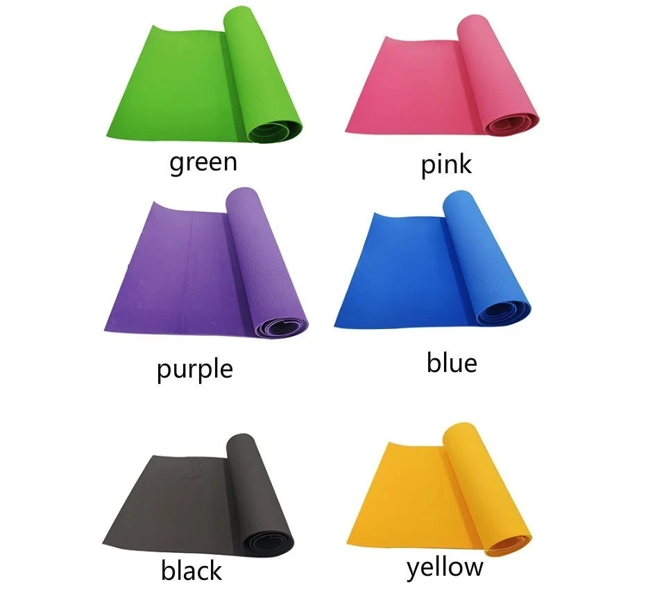 4MM Yoga Mat 173x61cm – Non-Slip, Odorless Pilates & Fitness Exercise Mat with Carry Strap