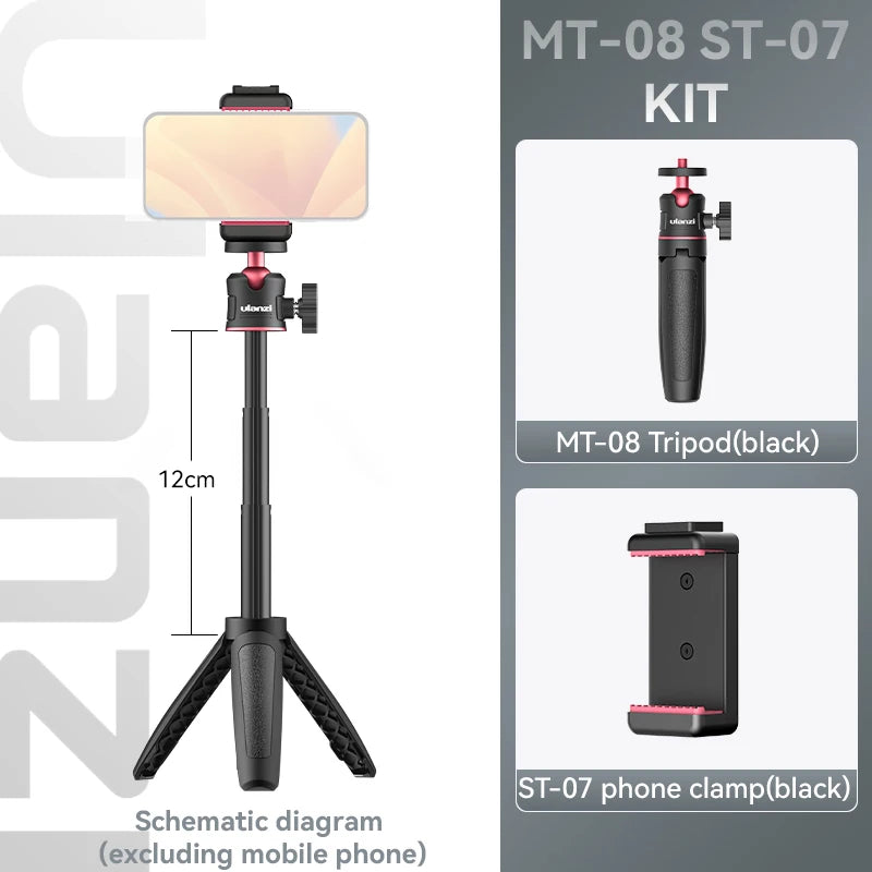 Ulanzi MT-08 Mini Tripod – White Foldable Monopod Mount with 1/4'' Universal Tripod for DSLR, Android & iPhone Smartphones