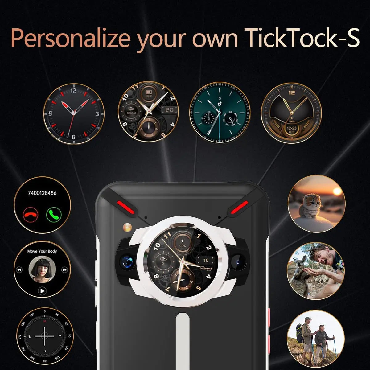 Unihertz Ticktock S Rugged 5G Smartphone – 8GB RAM, 256GB Storage, 5200mAh, 64MP Camera, 6.53" Dimensity 700 Display