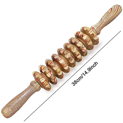 9-Roller Wooden Massage Stick – Handheld Manual Massager for Cellulite & Muscle Pain Relief