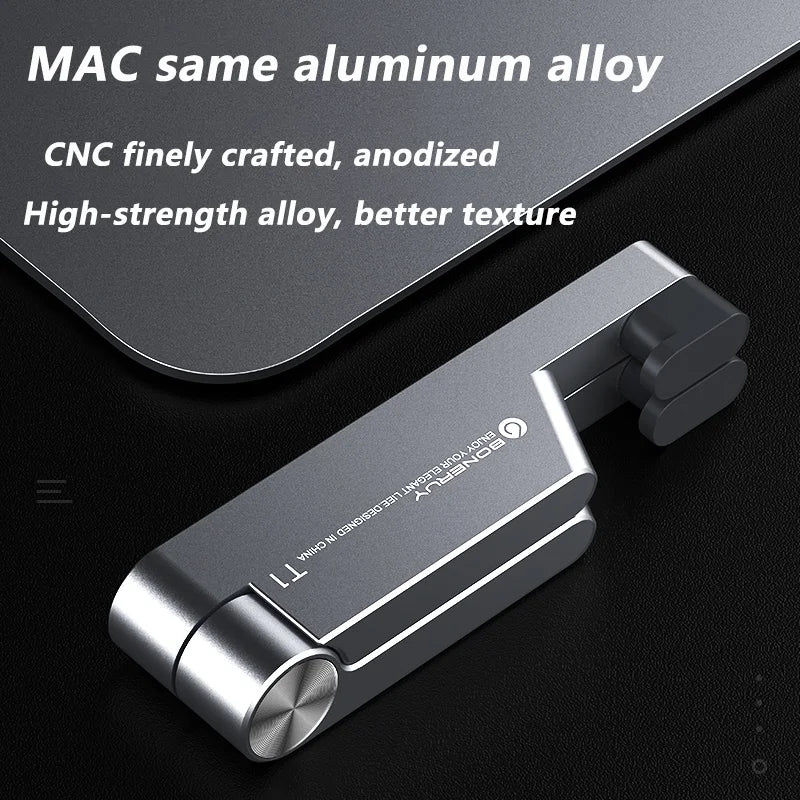 Compact T1 Universal Aluminum Folding Desk Mount Holder: Portable Mini Size Bracket Stand for Mobile Phones - Convenient Cradle for Cellphones