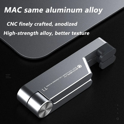 Compact T1 Universal Aluminum Folding Desk Mount Holder: Portable Mini Size Bracket Stand for Mobile Phones - Convenient Cradle for Cellphones
