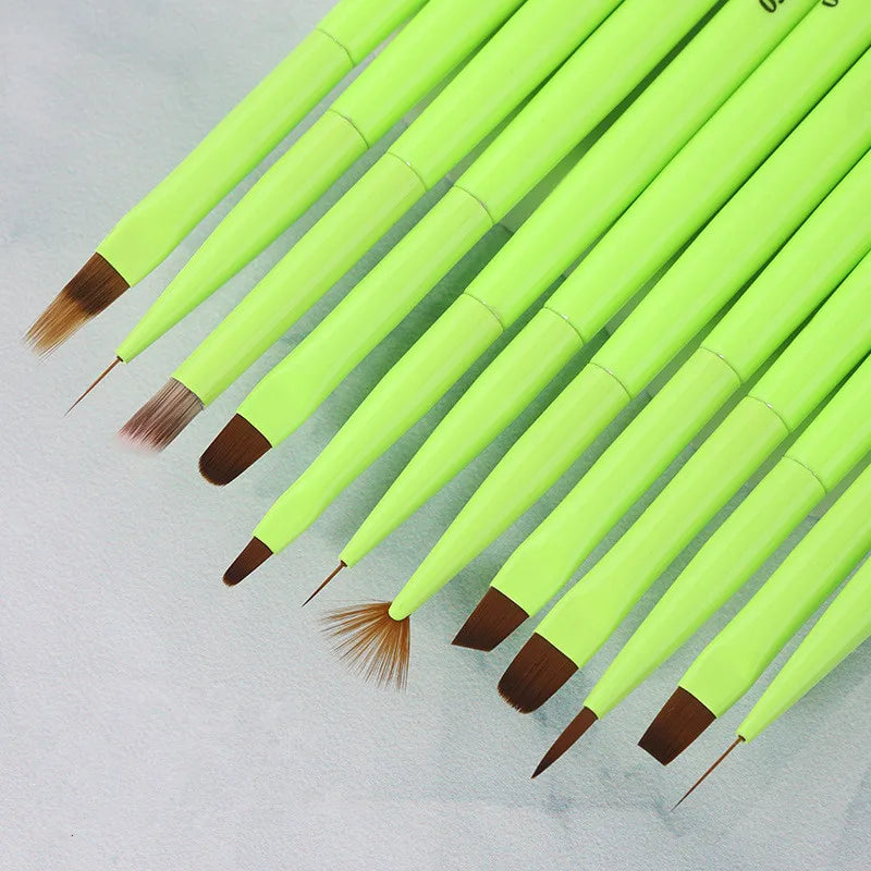 Green Nail Art Brush - Gel Polish, Acrylic, UV Extension & Nail Painting Detail Brush