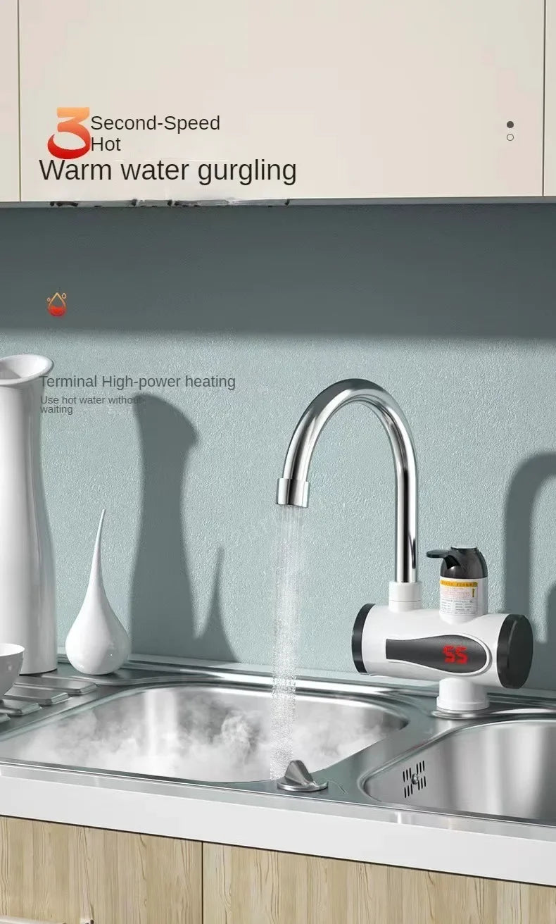 Electric Instant Kitchen Water Heater Faucet — Tankless Hot & Cold Heating Tap