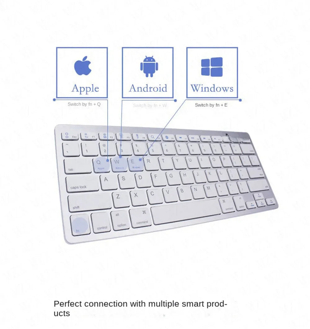 Mini Portable 78-Key Wireless Bluetooth Keyboard for PC, Tablet, iPad & Mobile Phones