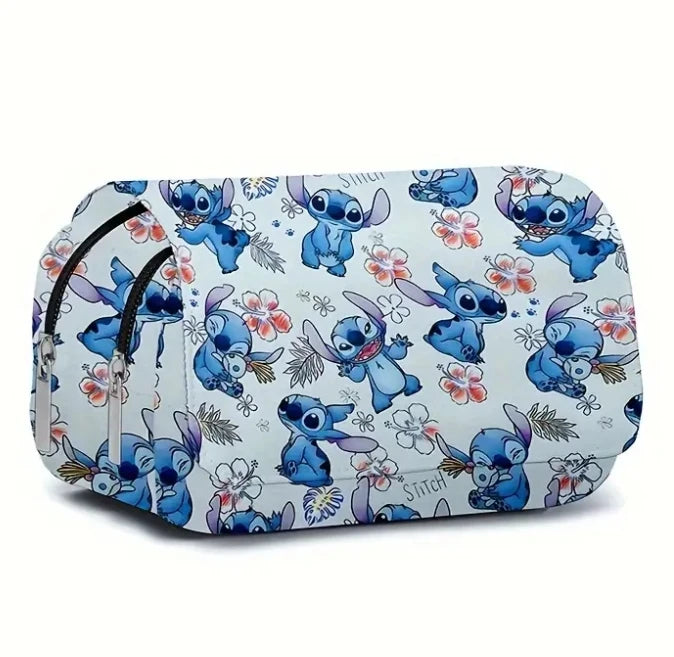 Anime Stitch Fully Printed Flap Pencil Case – Cartoon Stationery Bag for Primary & Secondary Students