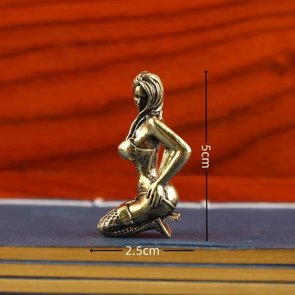 Solid Copper Bikini Woman Figurine Statue – Sexy Beauty Model Collectible Ornament Gift for Men & Home Decor Display