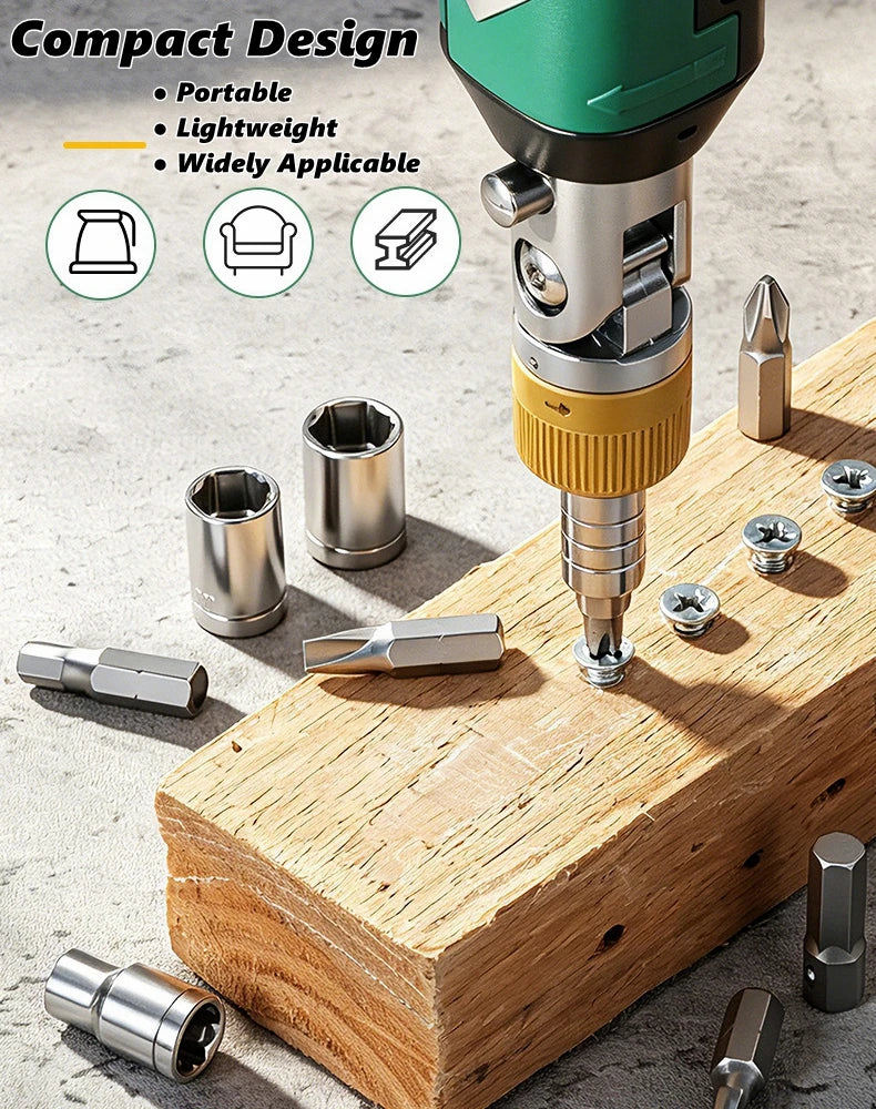 14-in-1 Rotary Ratchet Screwdriver Set - Magnetic Torx & Phillips Bits for Motor Repair and DIY Projects
