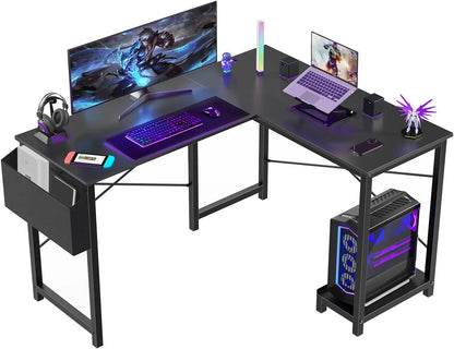 50-Inch L Shaped Corner Gaming Desk with CPU Stand Black Home Office Computer Desk