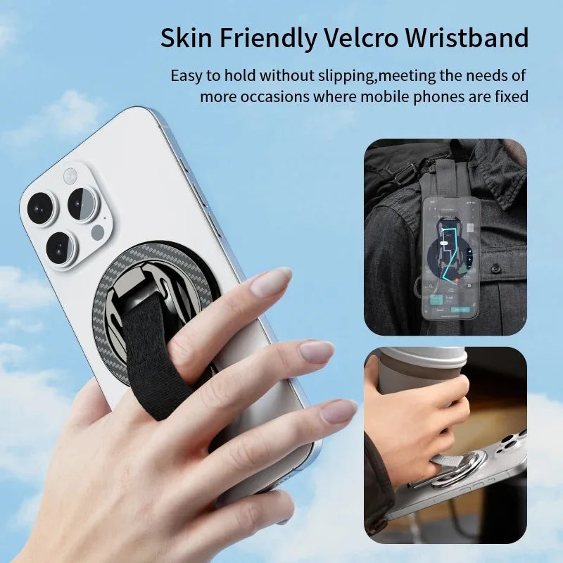 MagSafe Phone Grip Holder - 4-in-1 Rotatable Magnetic Phone Stand Strap Compatible with iPhone 15/14/13/12