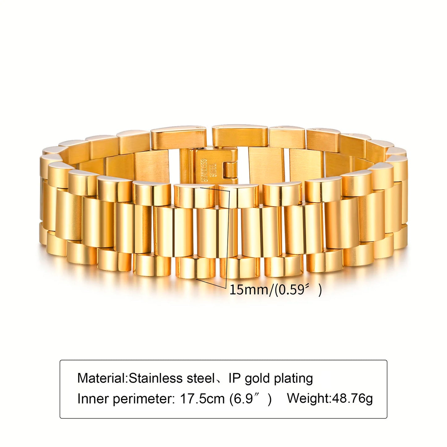 Vnox Stainless Steel Watchband Bracelet for Men & Women – Classic Link Chain Bangle Unisex Jewelry