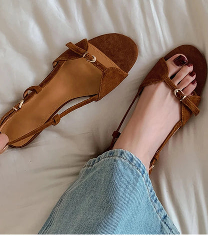 Bohemian Style Women's Summer Sandals – Open Toe Flat Beach Shoes for Vacation & Outdoor Wear