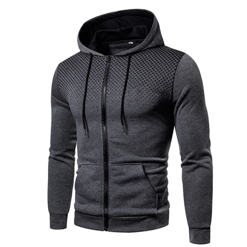 Men's Fleece Tracksuit Set – Solid Color Zip-Up Hoodie & Joggers | 2023 Fall/Winter Casual Sportswear