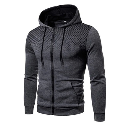 Men's Fleece Tracksuit Set – Solid Color Zip-Up Hoodie & Joggers | 2023 Fall/Winter Casual Sportswear