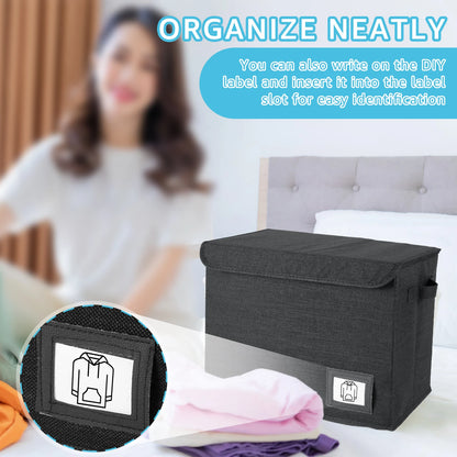 Foldable Clothing Storage Box with Lid – Washable Comic Book Organizer Bin with Handle, Multipurpose Home & Office Storage Container