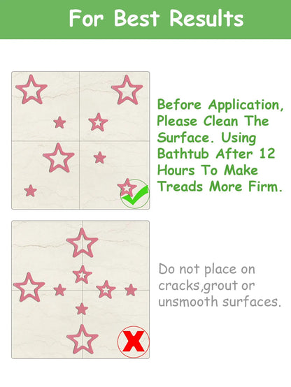 10PCS Anti-Slip Shower Tread Stickers - Safety Bathtub Strips, Premium Adhesive Star & Snowflake Decals for Bathtub, Shower & Stairs