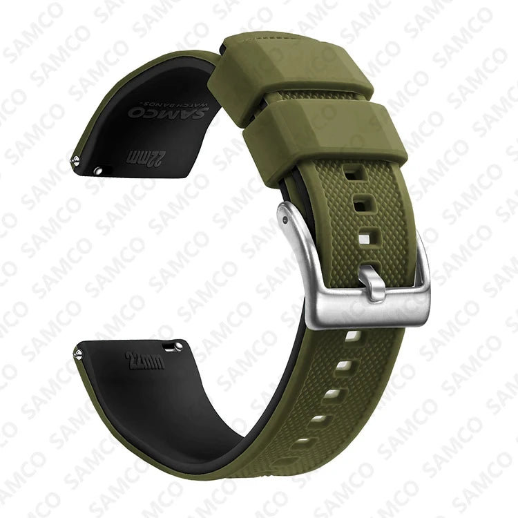 Quick-Release Silicone Watch Band - 18mm, 20mm and 22mm Rubber Replacement Strap for Huawei, Samsung Galaxy and Garmin Watches
