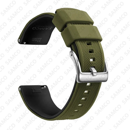 Quick-Release Silicone Watch Band - 18mm, 20mm and 22mm Rubber Replacement Strap for Huawei, Samsung Galaxy and Garmin Watches