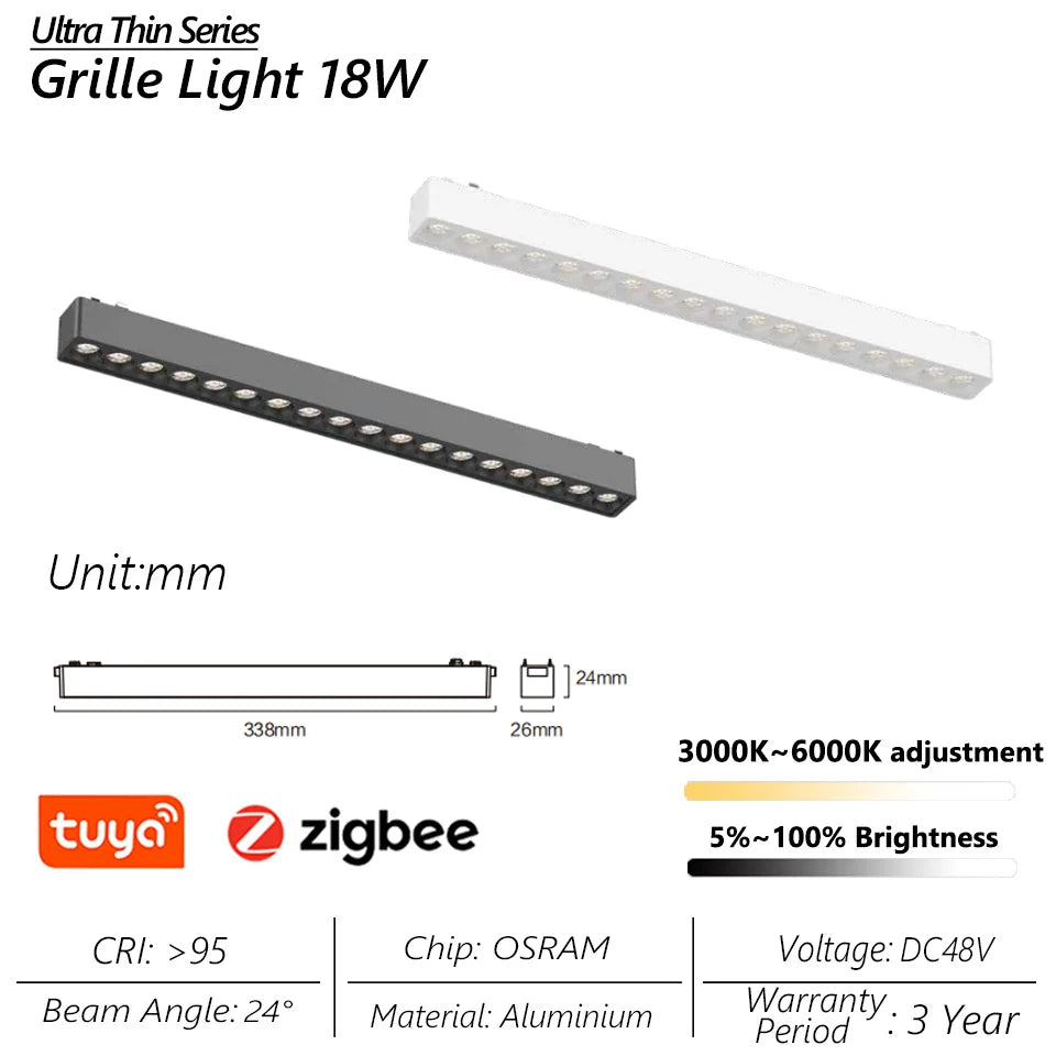 Ultra-Thin 6mm Magnetic Track Light – Dimmable LED Spot Lamp with Smart Tuya Zigbee Gateway