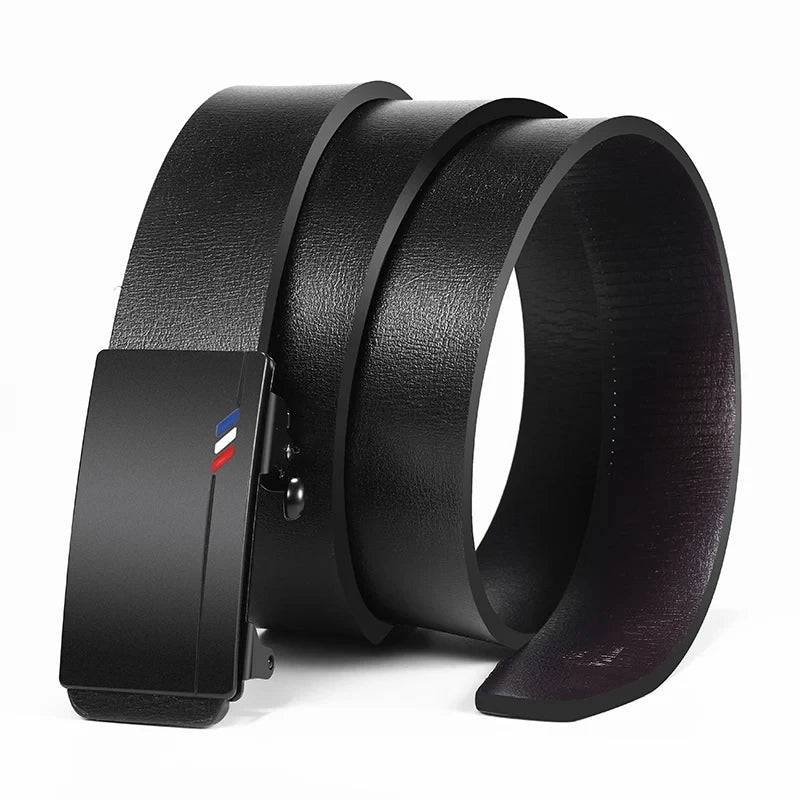 Men's Luxury Genuine Leather Belt - Famous Brand Quality Belt with Automatic Metal Buckle, Stylish Male Strap
