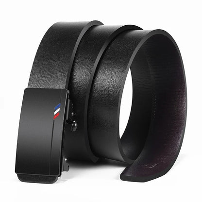 Men's Luxury Genuine Leather Belt - Famous Brand Quality Belt with Automatic Metal Buckle, Stylish Male Strap
