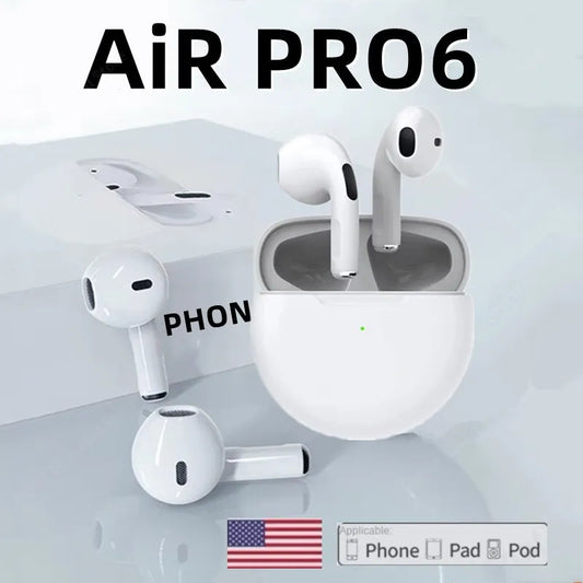 Original Pro 6 TWS Wireless Bluetooth Earphones: Mini Stereo Sport Headset for Xiaomi Android - Earbuds Headphones
