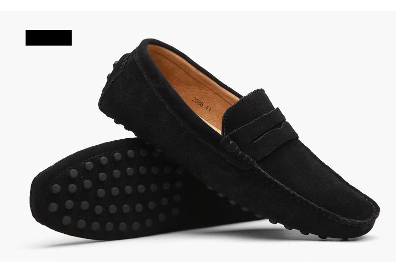 Men's High-Quality Leather Loafers – Casual Moccasins Slip-On Flats, Fashion Driving Shoes, Size 38-49