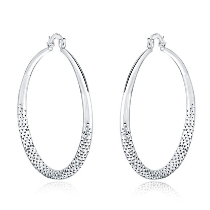 Charms 925 Sterling Silver 5CM Circle Hoop Earrings for Women - Fashionable Wedding Party Jewelry, Holiday Gifts