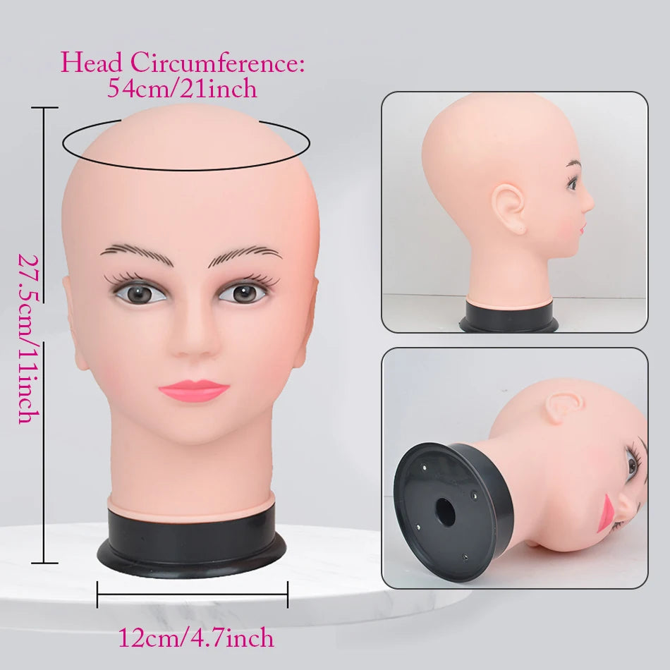 Mannequin Head Wig Stand — Adjustable Tripod Holder for Wig Making, Display, and Cosmetology Training