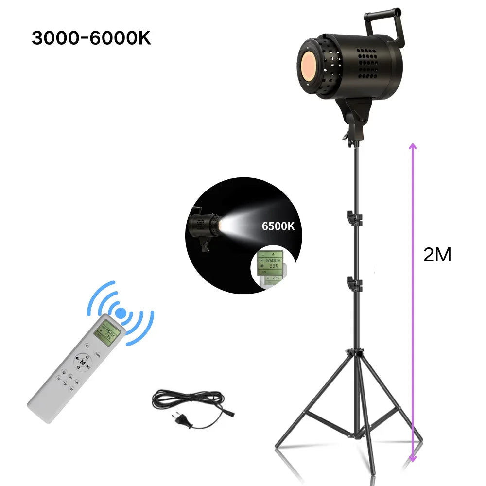115/135W Bowens LED Photography Studio Light - 220V Daylight-Balanced Video Lamp, 3000–6000K, 3 Colors for Portraits & Studio Shooting