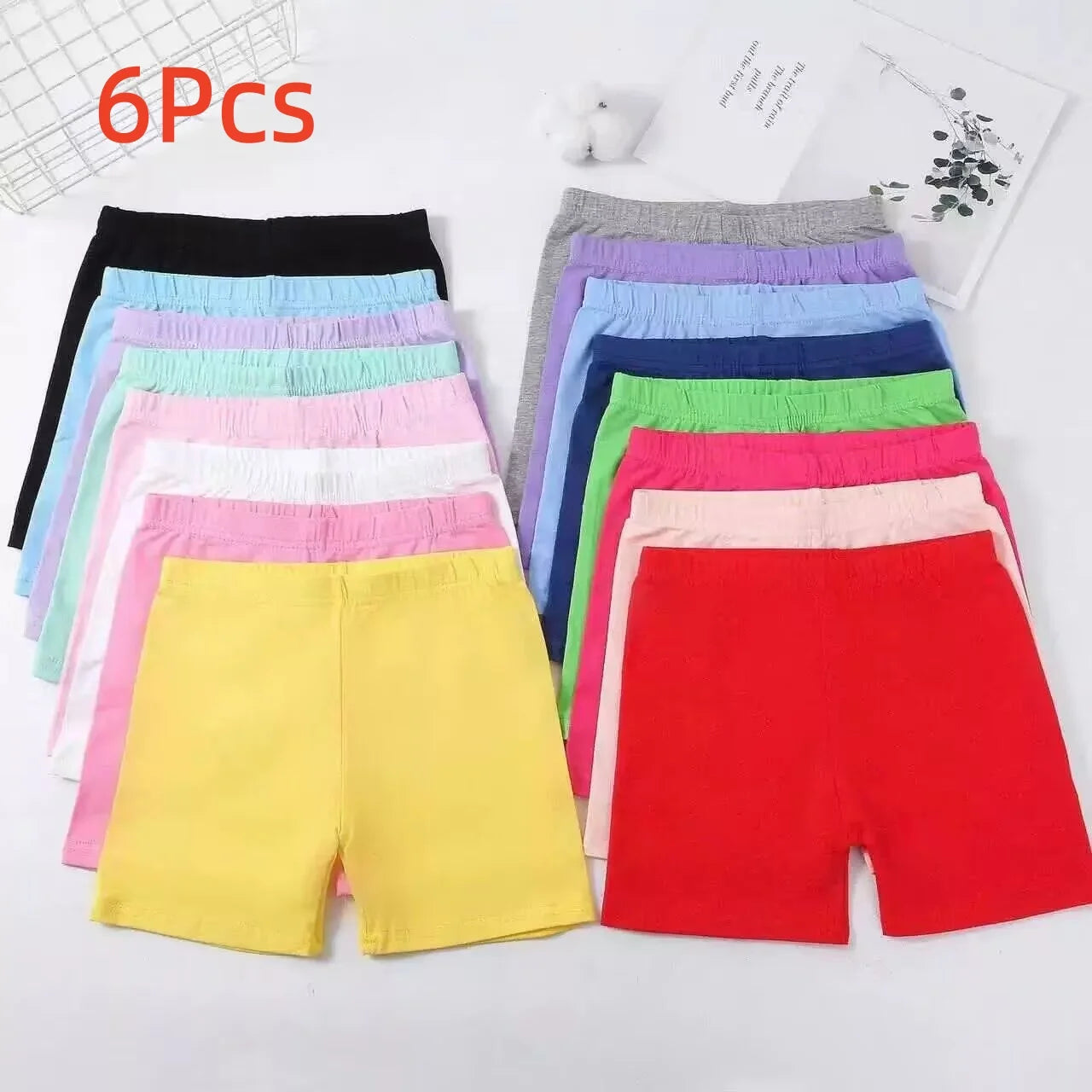 6-Piece Girls Modal Shorts Set - Soft Skin-Friendly Summer Basic Kids Bottoms