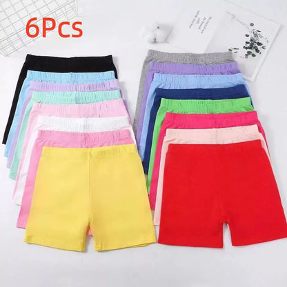 6-Piece Girls Modal Shorts Set - Soft Skin-Friendly Summer Basic Kids Bottoms