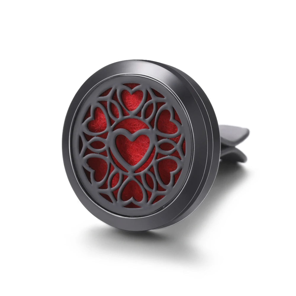 All-Black Tree of Life Car Air Freshener – Stainless Steel Aromatherapy Essential Oil Diffuser Locket Pendant