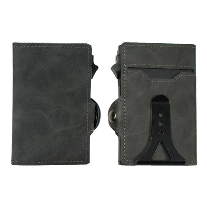 CASEKEY PU Leather Men’s Pop-Up Card Holder Wallet – Slim Minimalist Anti-RFID Smart Wallet with Money Clip & ID Window