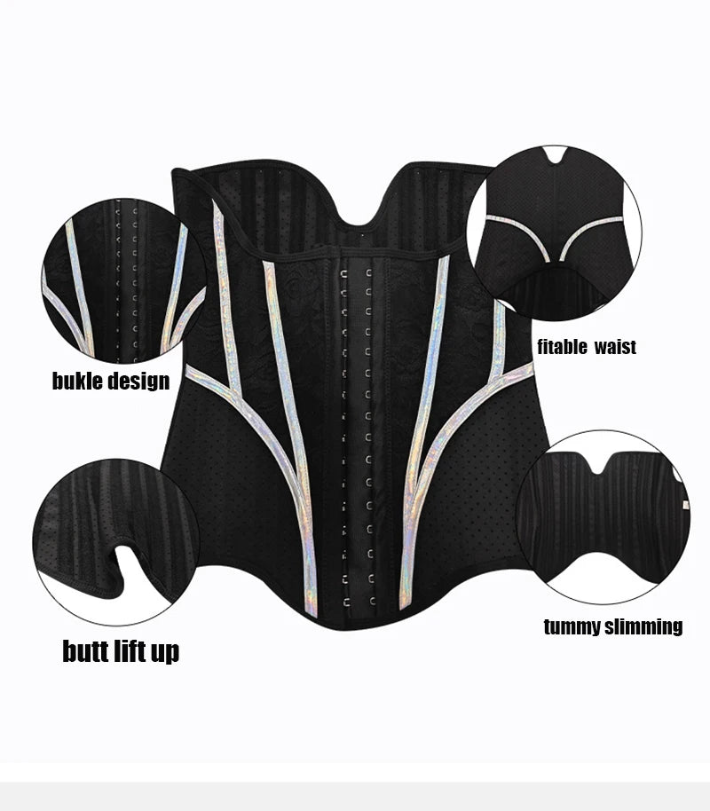 5XS-4XS Latex Rubber Waist Trainer – High Compression 25 Steel Bone Corset Shapewear, Belly Body Shaper Fajas Colombian Girdle Belt