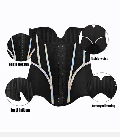5XS-4XS Latex Rubber Waist Trainer – High Compression 25 Steel Bone Corset Shapewear, Belly Body Shaper Fajas Colombian Girdle Belt